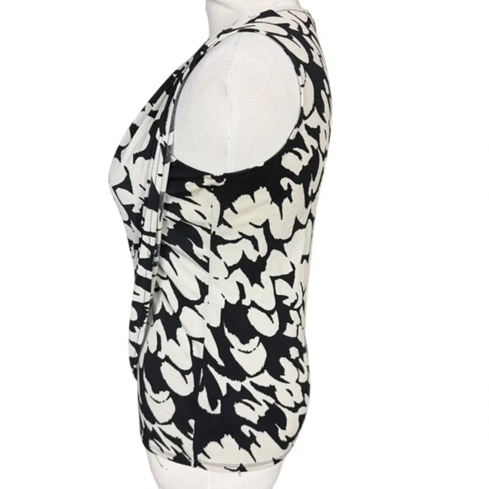 Classiques Entier‎ Womens XS Silk Blend Cowl Neck Abstract Tank Top Black White - Picture 5 of 8